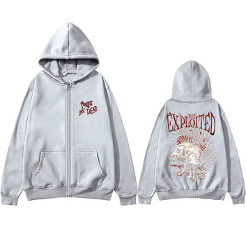 Rock Band The Exploited Punks Not Dead Zipper Hoodie music