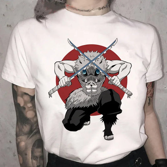 Anime Pattern Japanese Women T-shirt Demon Slayer Cartoon Short Sleeve Clothes Harajuku Oversized Tshirts Summer Tops Female Tee