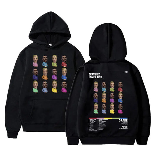 Rapper Drake Print Hoodies Certified Lover Boy Funny Meme Hoodie Men Hip Hop Vintage Sweatshirt Men's Oversized Hoody Pullover