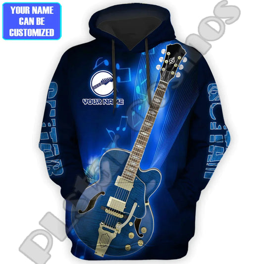 NewFashion Custom Name Music Electronic Guitar Colorful Polyester Retro Tracksuit 3DPrint Harajuku Casual Funny Hoodies Jacket 5