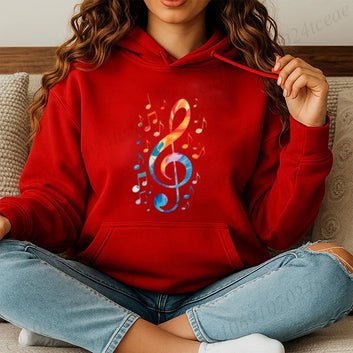 Colorful Treble Clef with Music Notes Hoodie