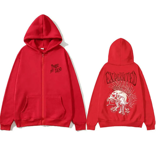 Rock Band The Exploited Punks Not Dead Zipper Hoodie music
