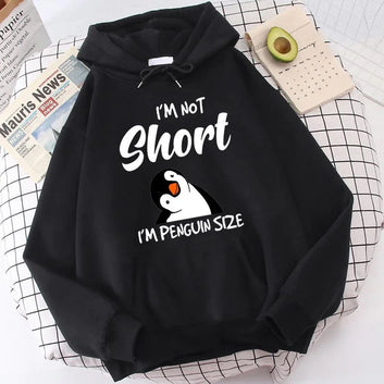 Penguin I'm Not Short Hoodie funny