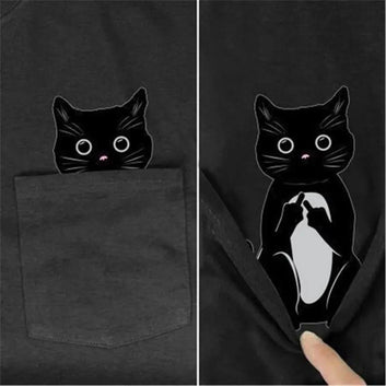 Tshirt with pocket funny animal middle finger