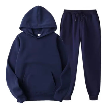 Men Tracksuit 2 Pieces Set Hoodie plain color