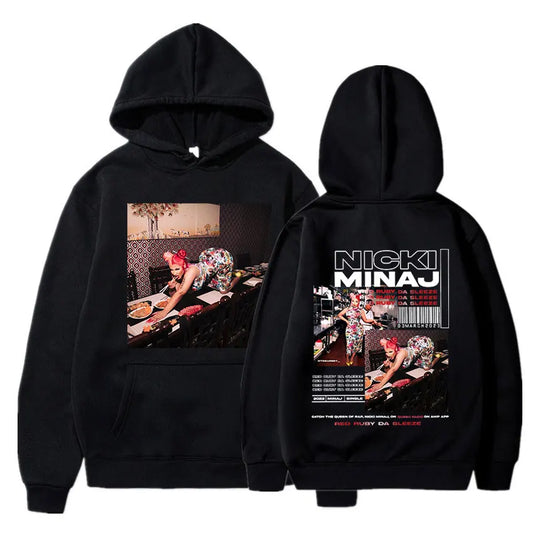 Rapper Nicki Minaj Music Album Red Ruby Da Sleeze Hoodie Men Women Clothing Vintage Hip Hop Hoodies Casual Oversized Sweatshirts