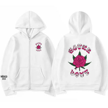 Rapper Eladio Carrion Zip Up Hoodie Album Sauce Boyz Rose Flowe Graphic Sweatshirts Men Women Hip Hop Vintage Oversized Hoodies