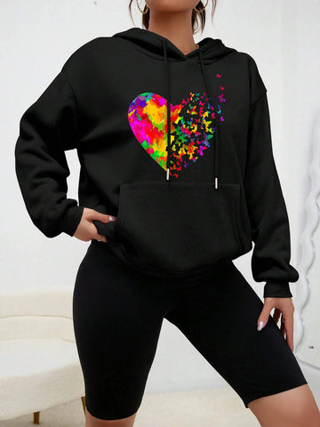 Colorful Butterfly Heart Print hoodie