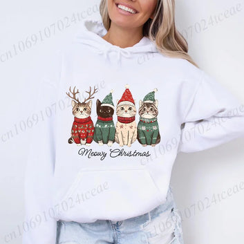 Christmas Cat Hoodie Cute Funny Animal