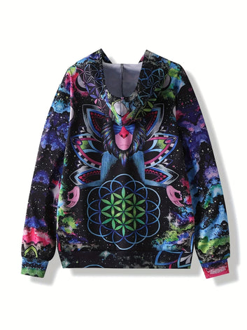 Psychedelic baboon hoodie animal