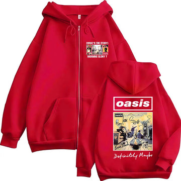 Oasis Hoodie British Rock Band Zip Up Music