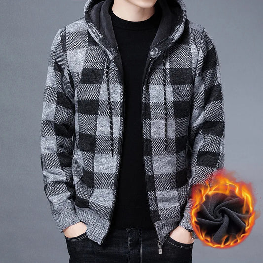 Flannel and plain zip up hoodie