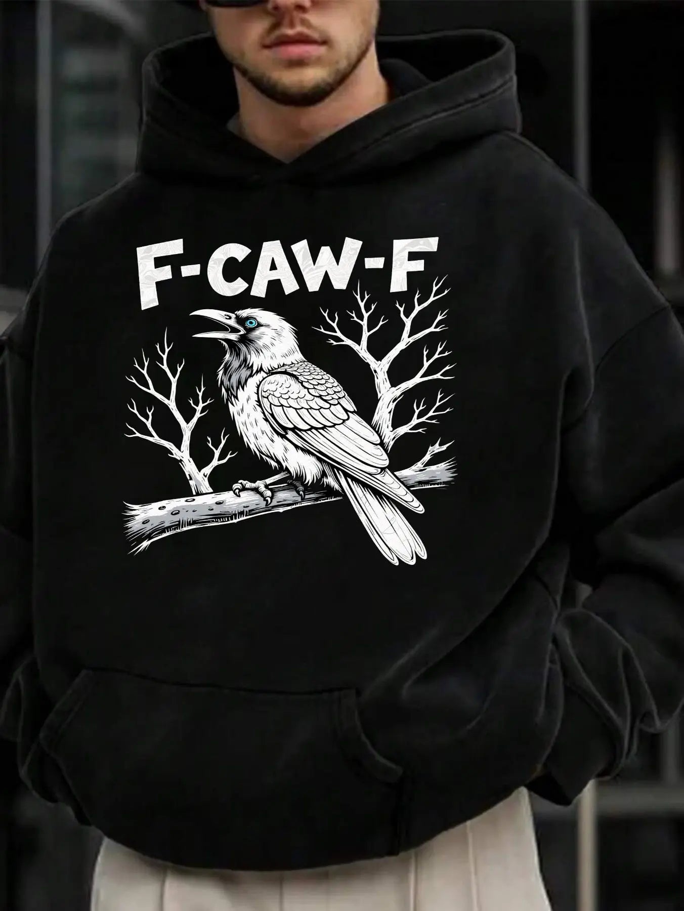 Gothic F-CAW-F Crow Halloween Hoodie