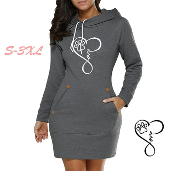 Dress Hoodie Dog Paw Heart Design
