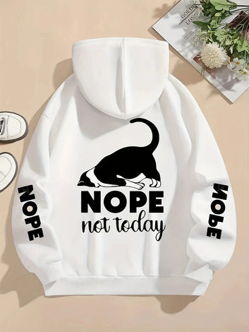 Nope Not Today Cute Cat Hoodie Funny