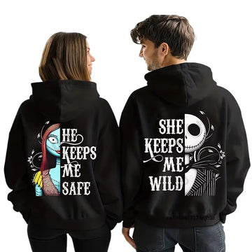 Disney The Nightmare Before Christmas Sally Jack Couples Hoodies Cartoon Movie