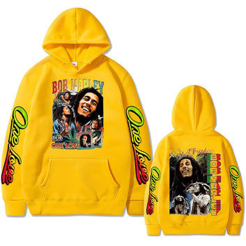 Reggae Bob Marley One Love Hoodie Men Women Casual Vintage Sweatshirt Male Gothic Punk Oversized Pullover Hoodies 90s Streetwear