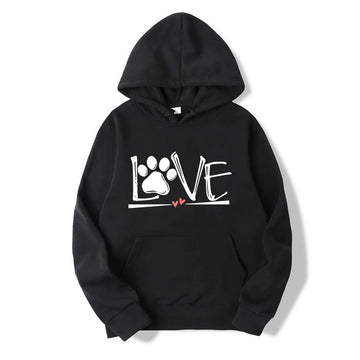Love Print with dog paw Hoodies for Women Men
