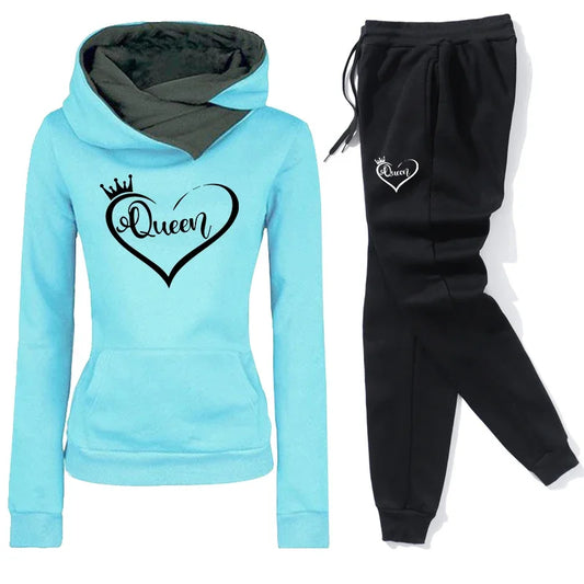 Queen Heart Hoodie Tracksuit set