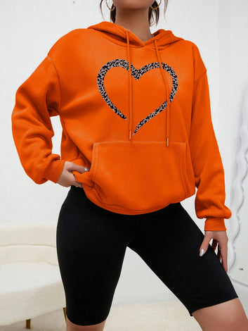 Leopard Print Heart Hoodie