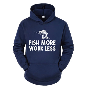 Fish More Work Less Funny Hoodie