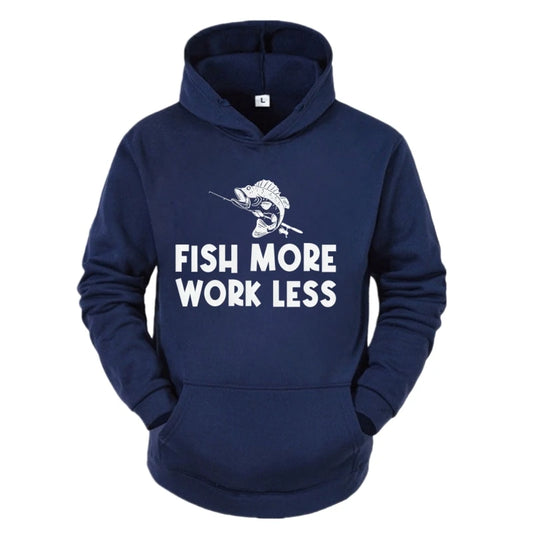 Fish More Work Less Funny Hoodie