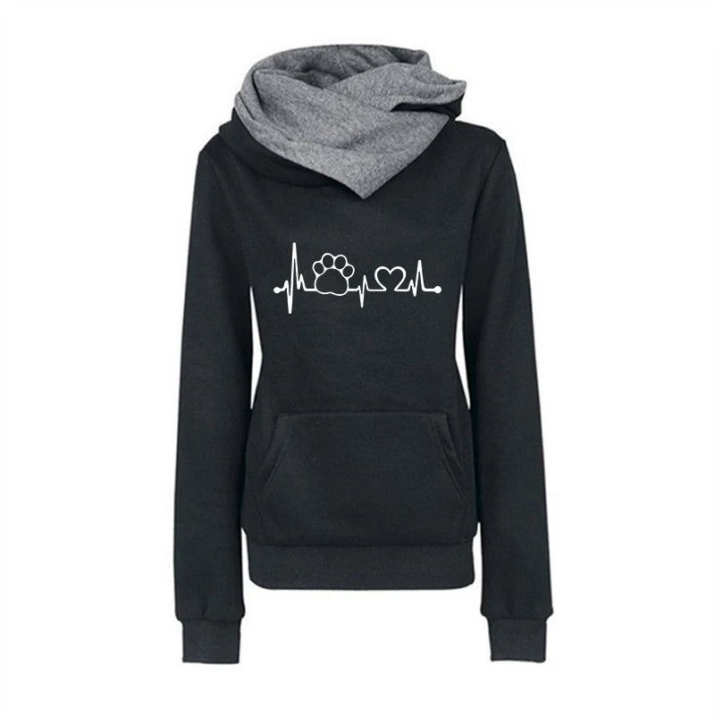 Heart beat dog paw hoodie