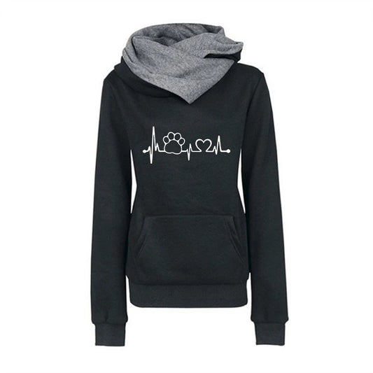 Heart beat dog paw hoodie
