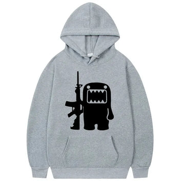 Funny Domo Kun AK47 Print Hoodie