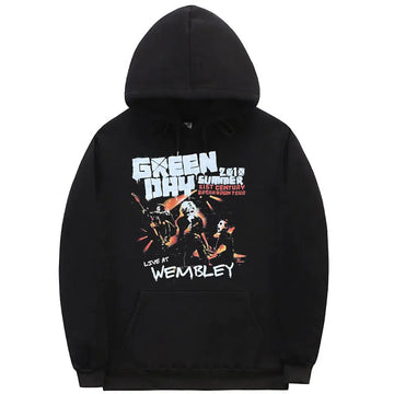 Rare Punk Band Green Day Live At Membley Hoodie Men Vintage Gothic Rock Sweatshirt Men's Fleece Cotton Clothes Oversized Hoodies