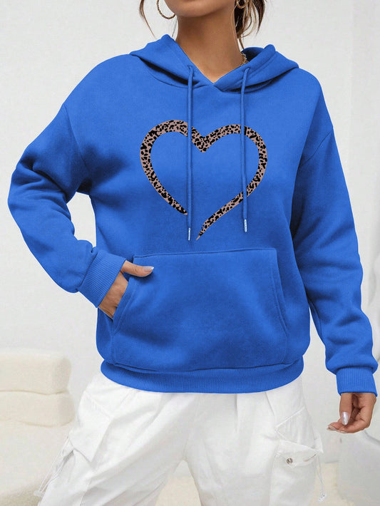 Leopard Print Heart Hoodie