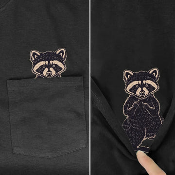 Tshirt with pocket funny animal middle finger