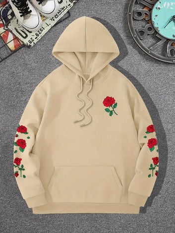 Red Rose Printed Hoodie