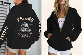 Disney Eeyore Zipper Hoodie Cartoon