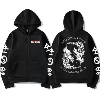 Rock Band Bad Omens Zip Up Hoodie Music
