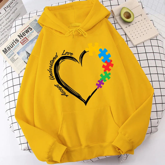 Autism Heart Accept Understand Love Print Hoodie