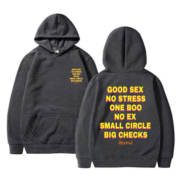 Good Sex No Stress One Boo No Ex Small Circle Big Checks Funny Hoodie