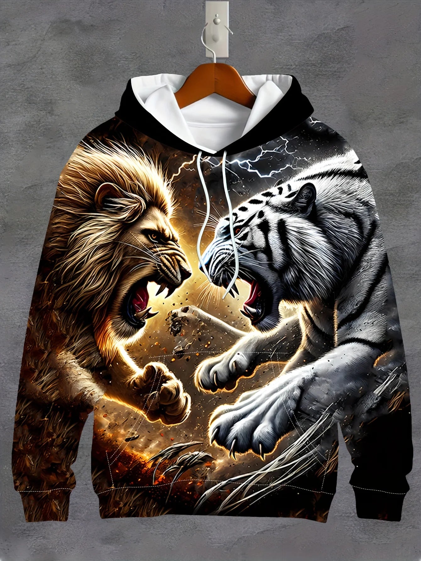 3D Printed Battle animal Pattern hoodie