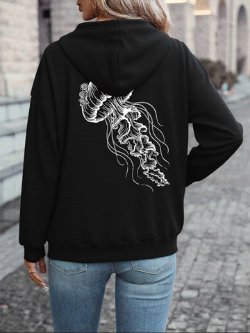 Jellyfish Print Hoodie Animal