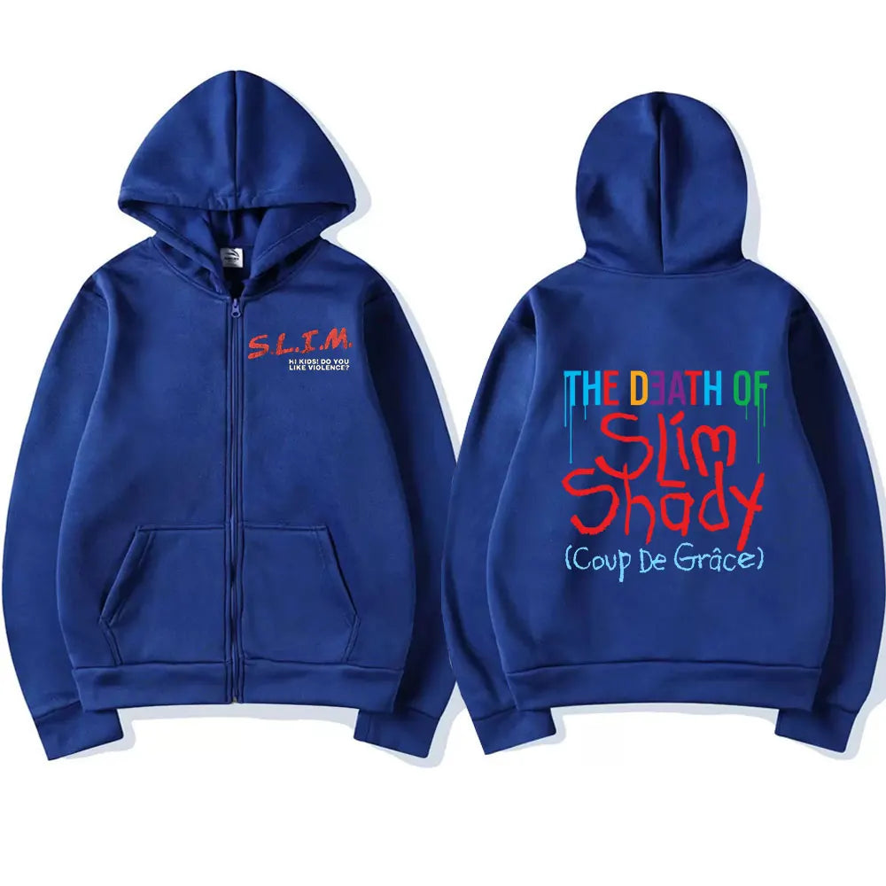 Rapper Eminem The Death of Slim Shady Album Zipper Hoodie