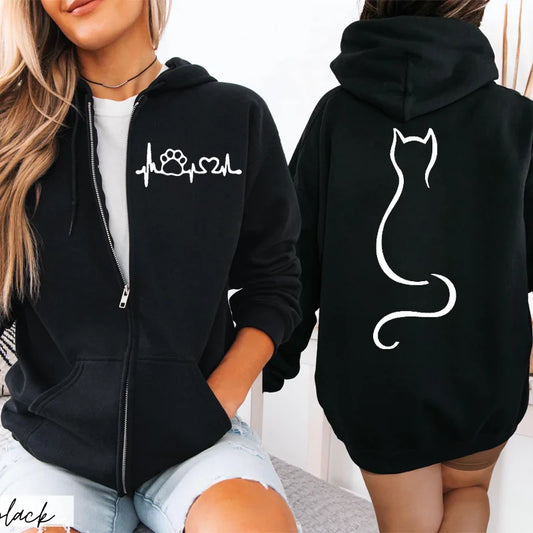 Zipper Hoodie Cute Cat Multiple Designs