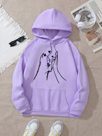 Cute High-Fiving Cat Hearts hoodie