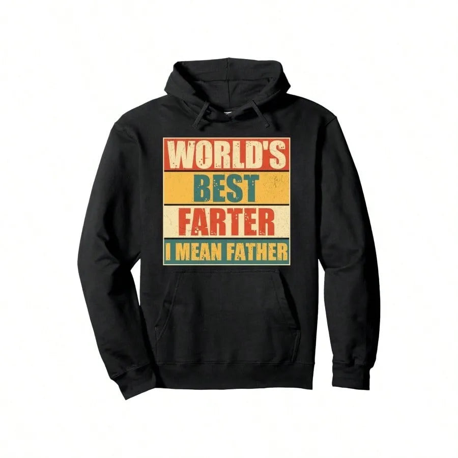 Men's Funny Father's Day Gift Hoodie - "World's Best Farter I Mean Father" Black Long Sleeve Hoodie