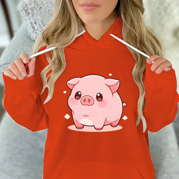 Pig Cartoon Hoodie Funny Animal Lover