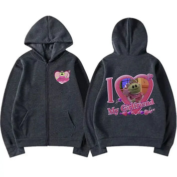 Nanalan Wonderful Girl Heart Cute Zipper Hoodies Men Women's Retro Oversized Zip Up Jacket Sweatshirt Harajuku Hoodie Streetwear