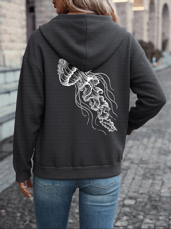 Jellyfish Print Hoodie Animal