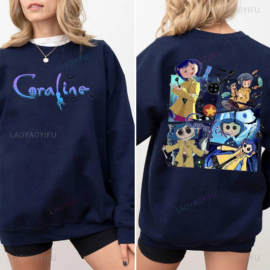 Halloween Coraline Sweater All Saints' Day Vintage Funny Cartoon