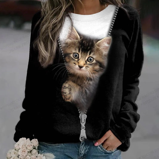 Funny cute cat sweater Women