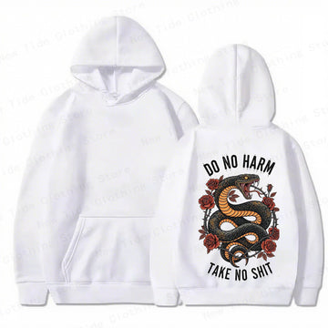 "Do No Harm Take No Shit" Striking Snake Roses Hoodie