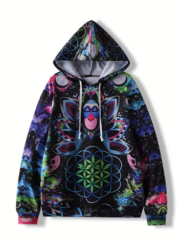 Psychedelic baboon hoodie animal